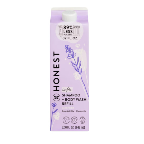 The Honest Company 2-in-1 Cleansing Shampoo Body Wash Refill Carton Gentle for Baby Naturally Derived Tear-free Hypoallergenic Lavender Calm 32 fl oz
