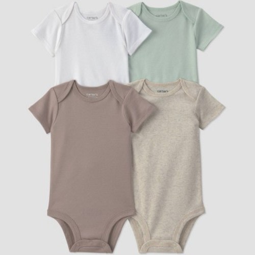 Carter's Just One You® Baby 4pk Short Sleeve Bodysuits - Taupe/White/Green Newborn