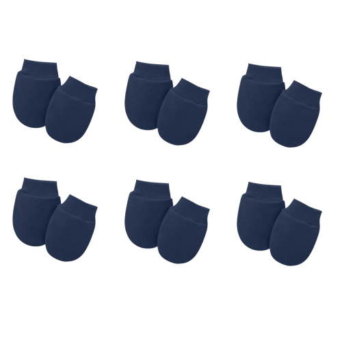 ZACPNCV 6 Pairs Baby Mittens Newborn No Scratch Mittens Newborn Cotton Wrist Gloves Infant Toddler Mittens for Baby Boys Girls Navy 0-12 Months