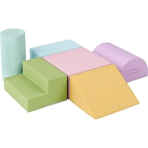 TOLEAD Foam Climbing Blocks for Toddlers 1-3, 6-Piece Soft Play Set Toddler Climbing Toys Indoor, Climb Crawl Activity Play Set