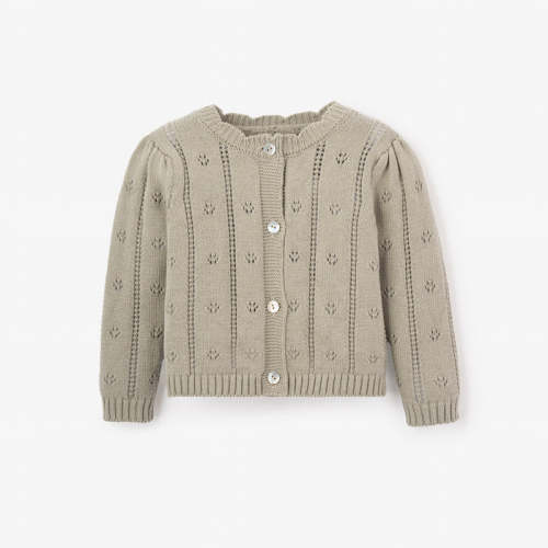 Sage Pointelle Knit Baby Cardigan SAGE / 3-6M