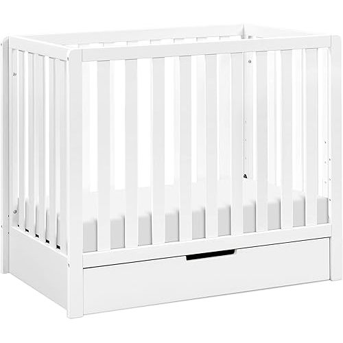 Carter's by DaVinci Colby 4-in-1 Convertible Mini Crib with Trundle Drawer in White, Greenguard Gold Certified, Undercrib Storage