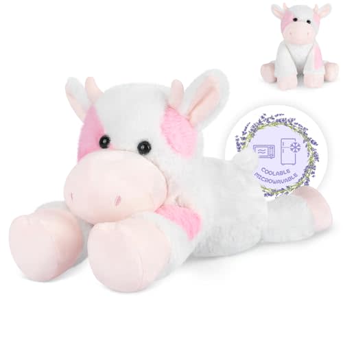 SuzziPals Strawberry Cow Plush, Microwavable Stuffed Animals Heating Pad for Period Cramps, Cuddly CattleStuffed Animal for Warmth & Comfort, Cow Gifts for Adults Kids