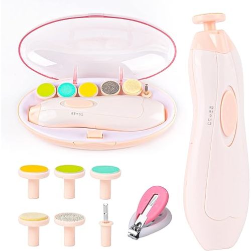 Baby Nail Filer and Baby Nail Clippers with Light Set, Lupantte Electric Infant Nail Trimmer Kit, for Newborn Toddler Kids Toes and Fingernails, Polish and Trim