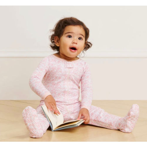 LAKE | Baby | Pima Cotton Pajamas | English Rose Garden Floral Baby Sleeper