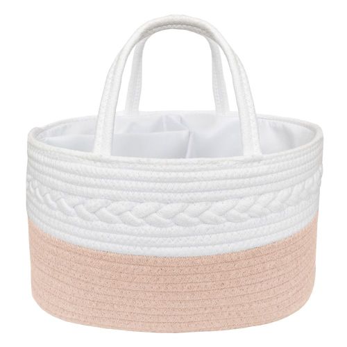 Living Textiles Cotton Rope Nappy Caddy Blush/White