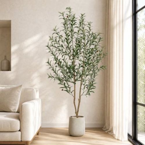 Romswi 6FT Artificial Olive Tree, Realistic Faux Plants, Fake Potted Tree with Fruits, Outdoor Indoor Decor for Home Office
