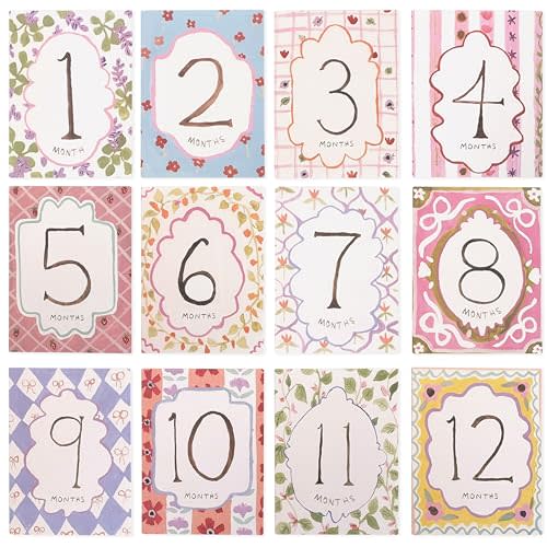 Baby Boy/Girl Monthly Milestone Cards,First Holiday,1st Year Month Photo | First Holiday Cards Baby Shower Newborn Photo Prop