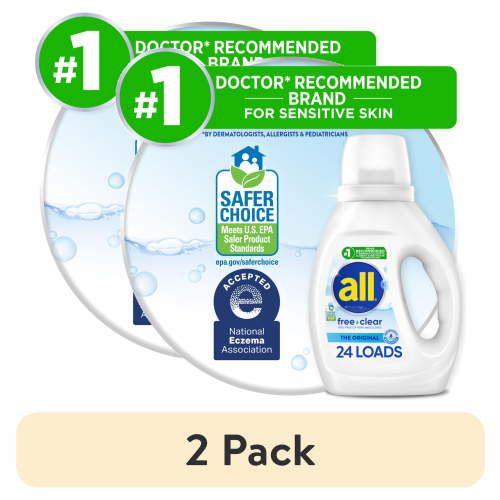 (2 pack) all Free Clear Liquid Laundry Detergent, 30 oz, 24 Loads