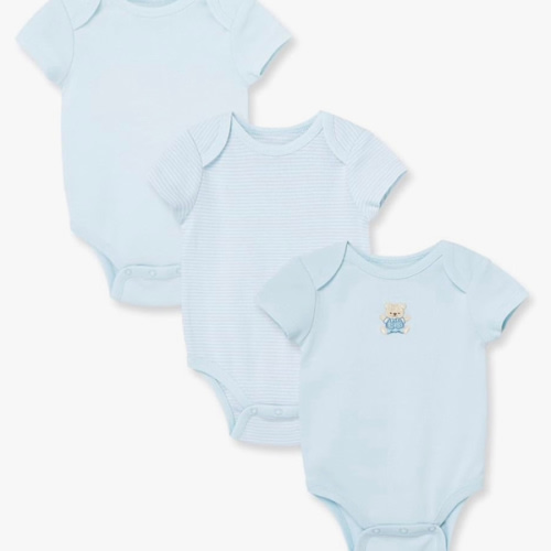 Little Me Clothes for Baby 3-Pack 100% Cotton Scratch Free Tag Bodysuits, Newborn to 9 Months