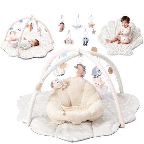 Prvaetu Baby Gym Playmat,Tummy Time Mat,Sit &Play Activity Mat with 6 Detachable Toys,Washable Baby Mat & Toys,Baby Gift for 0-18 Months,Pink | Wayfair