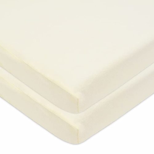 100% Natural Cotton Fitted Pack and Play Sheets 39" x 27" - 2 Pack