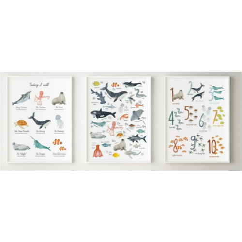 Ocean Animals Nursery Wall Art Set for Kids