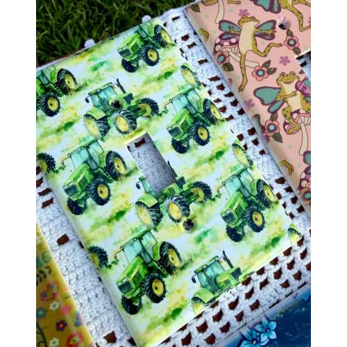 Custom tractor light switch / outlet cover for kids room decor or nursery decor