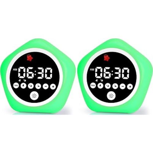 Kids Alarm Clock, Ok to Wake Clock with Green Light Red Light, Toddler Sleep Training Clock for Children (Pack of 2)