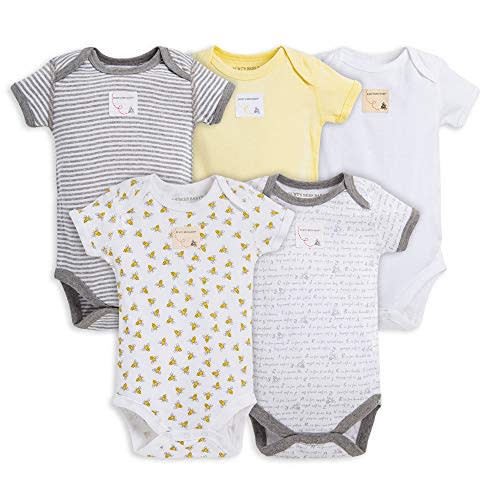 Burt's Bees Baby Unisex Baby Bodysuits, 5-Pack Short & Long Sleeve One-Pieces, 100% Organic Cotton