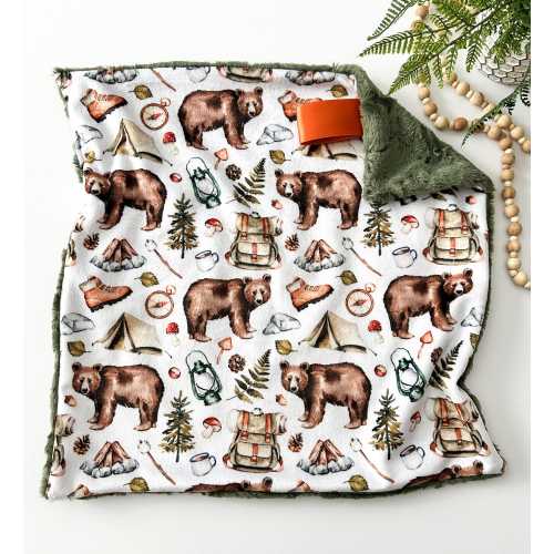 Adventure Awaits Minky Baby Blanket: Hiking Camping Woodland Nursery