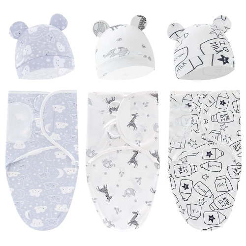 Baby Swaddle Sleep Sack with Hat Soft Cotton Newborn Wearable Swaddle Wrap for 0-3 months Girls Boys 3-Pack,typec - Walmart.ca