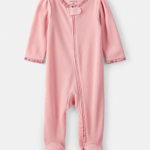 Baby Girl Cotton Long-Sleeve 2-Way Zip Sleeper - Pink | Carter’s Oshkosh Canada