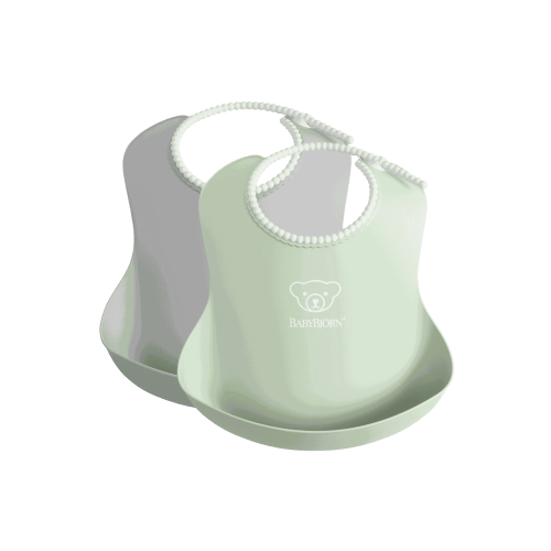 BabyBjorn Feeding Bib, 2-Pack, Gray and Powder Green