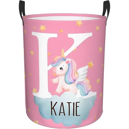 Personalized Cute Forest Animal Laundry Hamper for Kids,Custom Name Dirty Clothes Basket, Nursery Toy Bin Organizer for Baby Boys Girls Toddler Bathroom Bedroom Decor, Collapsible Storage with Handles