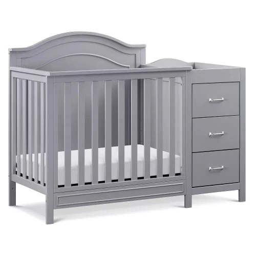 Charlie 4-in-1 Convertible Mini Crib & Changer - Gray