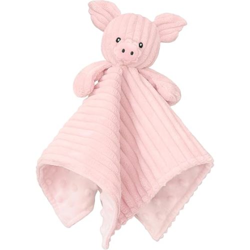 Baby Security Blanket, Soft Pig Lovey Blanket, Baby Snuggle Toy Newborn Stuffed Animals Shower Gifts for Boys and Girls, Pink 15 Inch