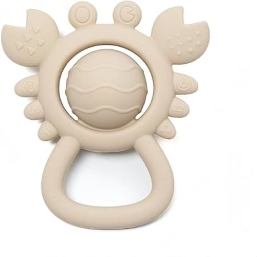 Baby Teething Toys Baby Rattle Toys Food Grade Silicone Rattles and Teethers for Newborn Soft Infants Toddlers Crab Shake Rattle Chew Toy BPA Free Babies Boy and Girl Gift
