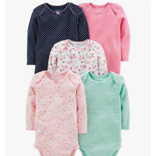 Simple Joys by Carter's Baby Girls' Long-Sleeve Bodysuit, Pack of 5