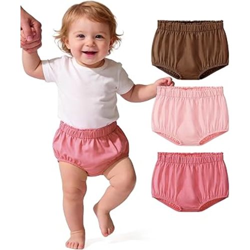 3 Pack Baby Bloomers Girl Diaper Covers Shorts Elastic Soft Clothes