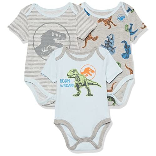 Jurassic World Unisex Baby Onepiece Bodysuit Three-pack - Gender Neutral Baby Clothes