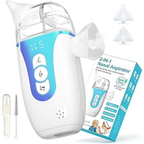 Nasal Aspirator for Baby,2-in-1 Electric Nose Sucker for Toddler with Spray