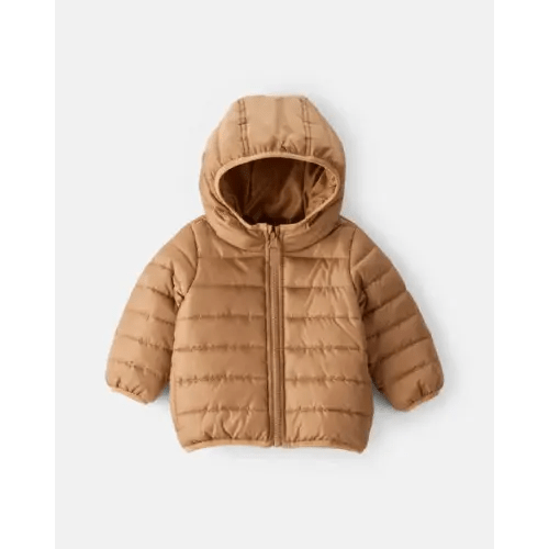 Baby Boy Midweight Packable Puffer - Brown | Carter's