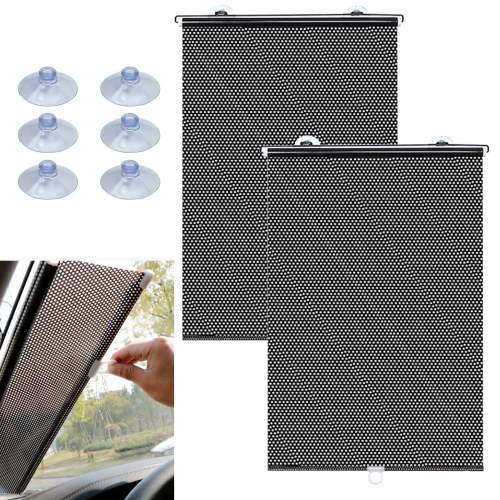 Car Side Window Sun Shade (2 Pack) | Retractable Car Roller Sunshade for Kids | Baby Car Window Shades for UV and Sun Glare Protection | Baby Car Travel Accessories