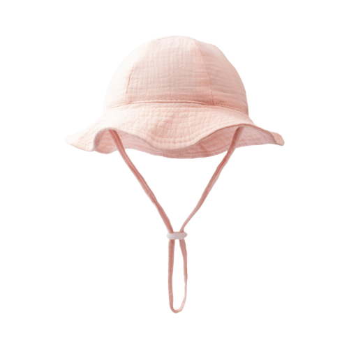 YOUYEDIAN Muslin Baby Sun Hat Sun Protection Baby Bucket Hat Summer Beach Hats with Wide Brim for Boys & Girls (Pink)