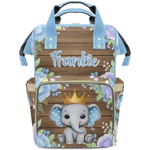 Insulated Diaper Bag Floral Elephant Print Tote Bags Daypacks Personalized Name Mommy Nursing Bags Gift for Teen Adults for Camping Picnic