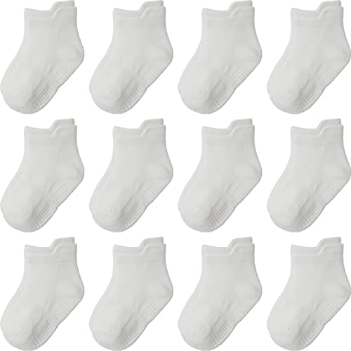 Aroveea Non Slip Grip Ankle Baby Socks 12 Pack for Toddler Boys and Girls Kids,Infant Cute Cotton Baby Socks