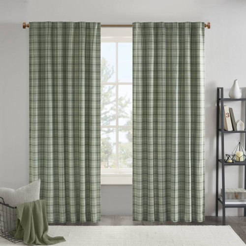 Madison Park Anaheim Woven Plaid Room Darkening Thermal Fleece Lined Single Curtain Panel & Reviews | Wayfair