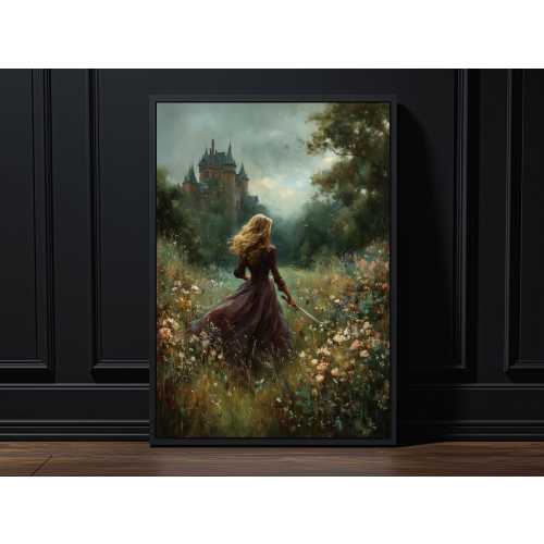 Princess Knight with Sword Poster: Medieval Fantasy Print