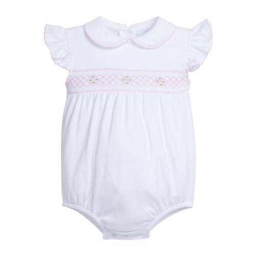 Smocked Angel Sleeve Bubble - Pink Geo