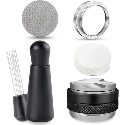 54mm Espresso Accessories Kit Fits Breville Espresso Machines and Portafilters, Espresso Tamper Tool Kit with Dual Head Tamper & Distributor, WDT Tool, Dosing Funnel, Puck Screen, Filter Papers