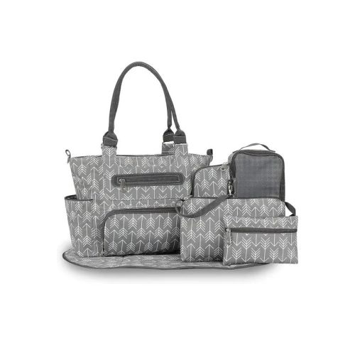 Racxily 8Pcs Baby Nappy Diaper Bags Set for Mom Dad Handbags Multifunctional Diaper Changing Bags with Bottle Bag,2 Burp Cloths&Hook