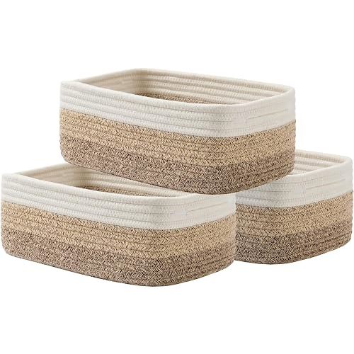 KALLAX Small Woven Storage Basket for Organizing, 12 x 8 x 4.5 inch, 3 Pack