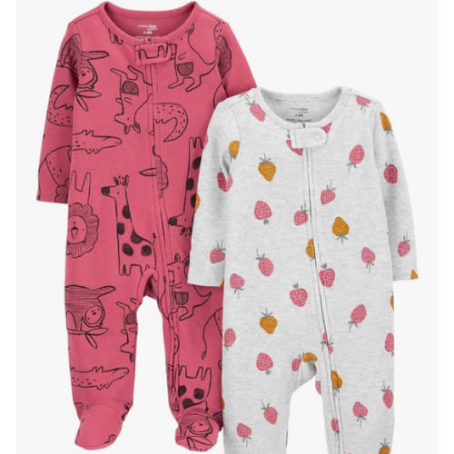 Simple Joys by Carter's baby-girls 2-way Zip Thermal Footed Sleep and Play, Pack of 2