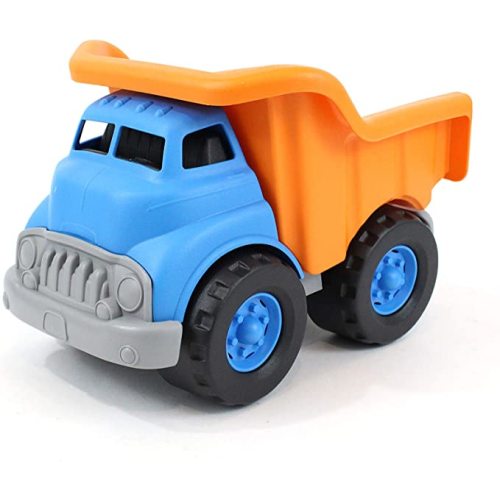 Green Toys Dump Truck, Blue/Orange - Pretend Play, Motor Skills, Kids Toy Vehicle. No BPA, phthalates, PVC. Dishwasher Safe, Recycled Plastic, Made in USA.,Gold/Blue, 10"X7.5"x6.75"