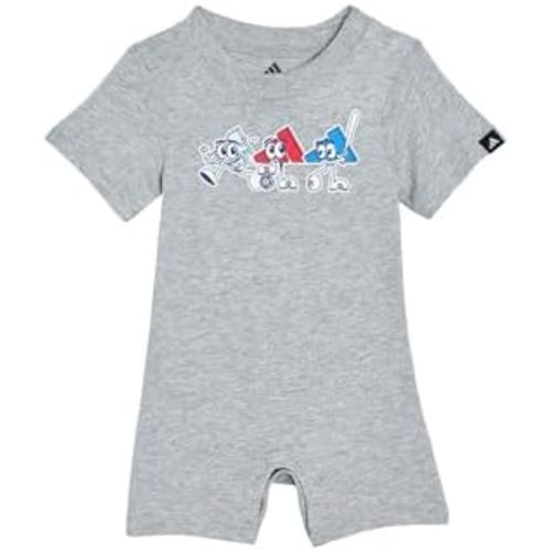 adidas Baby Boys' Graphic Shortie Heather Romper (Infant)