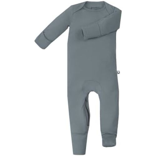 GUNAMUNA Convertible Baby Footie Pajamas, 2-in-1 Romper with Diaper-ZiP, Fold-Over Mittens & Cuffs