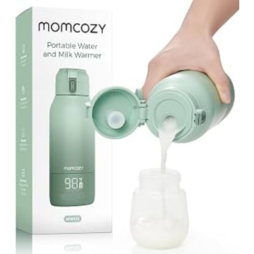 Momcozy Portable Bottle Warmer for Breast Milk, Baby Travel Essentials | Fast Heating with Nutrients Preserved, Precise Temp Control, Dual Heating Modes for Breast Milk & Water, 17OZ Large Capacity