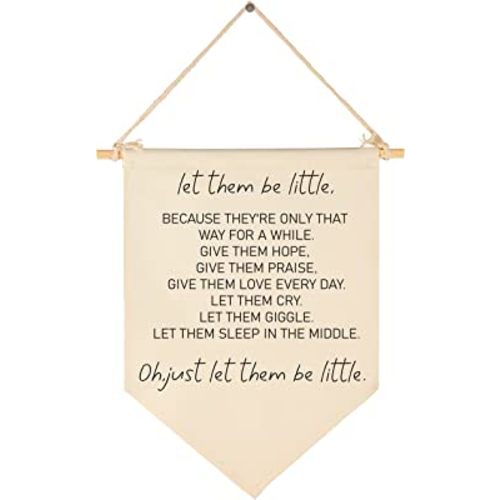 Let Them Be Little Sign-Playroom Sign-Birthday Christmas Gift-Canvas Hanging Flag Banner Wall Sign Decor Gift for Nursery Bedroom Playroom Front Door Baby Kids Girl Boy Teen