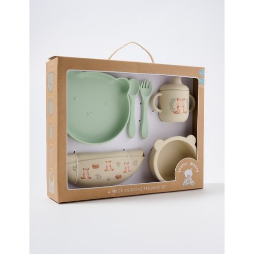 Teeny Weeny Silicone My First Feeding Set, 6-Piece, Bear